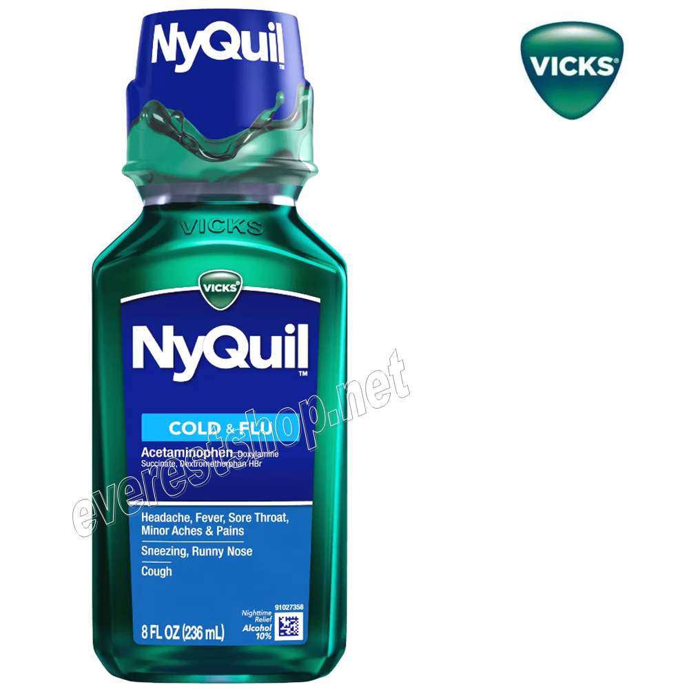 NYQUIL LIQUID Nyquil Liquid Cold & Flu 8 fl oz * Regular * 2 Pcs - Image 1