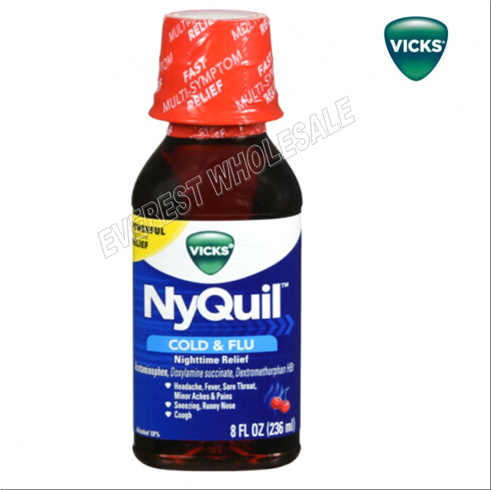 Nyquil Liquid Cold & Flu 8 fl oz * Cherry * 2 Pcs - Image 1