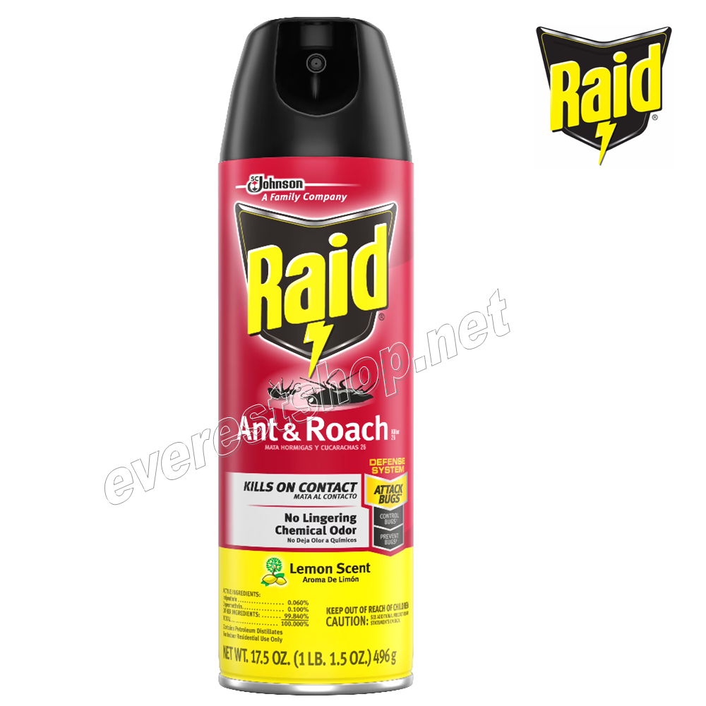 RAID LEMON Raid Ant & Roach Killer 17.5 fl oz * Lemon Scent * 2 pcs - Image 1