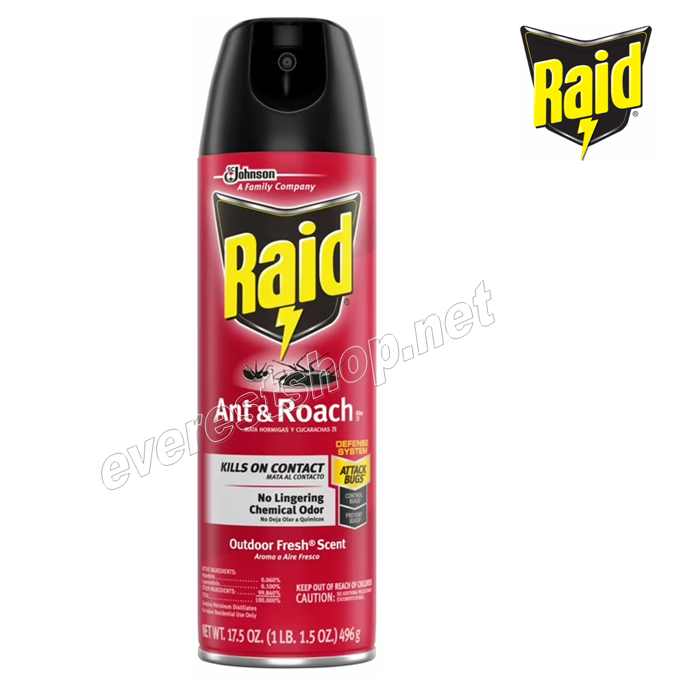 RAID OUTDOOR Raid Ant & Roach Killer 17.5 fl oz * Outdoor Fresh * 2 pcs - Image 1