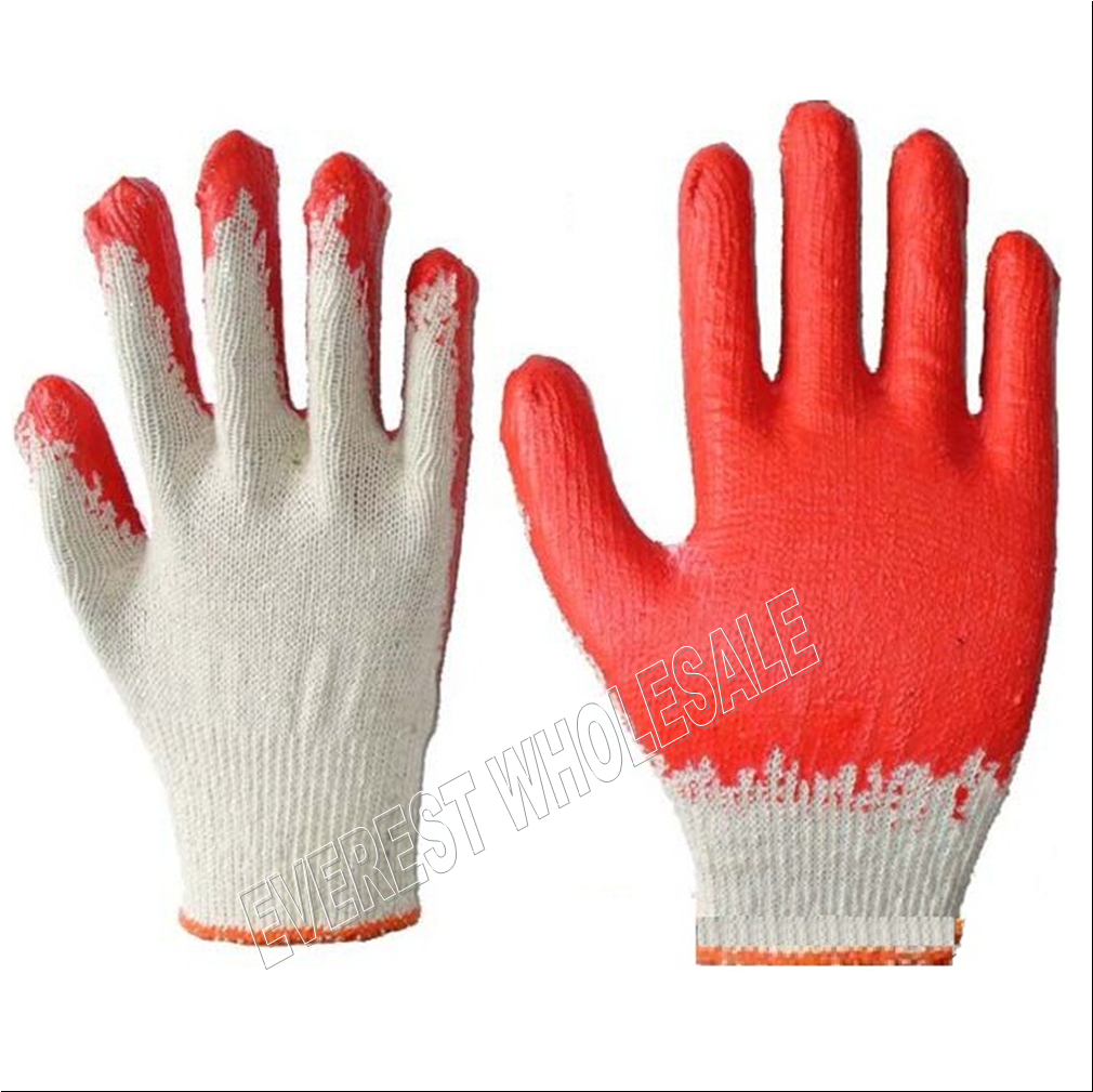 Working Gloves High Quality Rubber Palm Red 3 Pairs Everest Working Gloves High Quality Rubber Palm Red 3 Pairs Everest