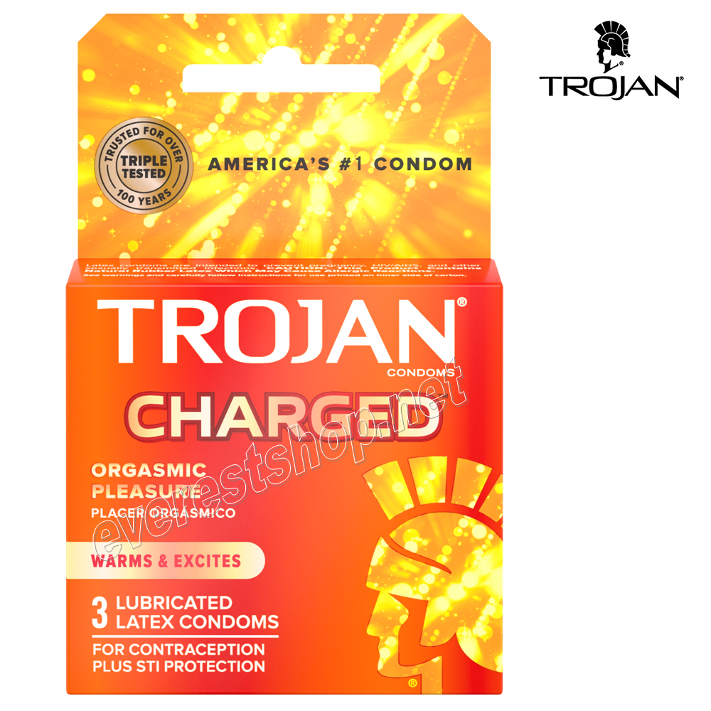 TROJAN CHARGED Trojan Condom 3 in Pack * Charged * 6 pks - Image 1