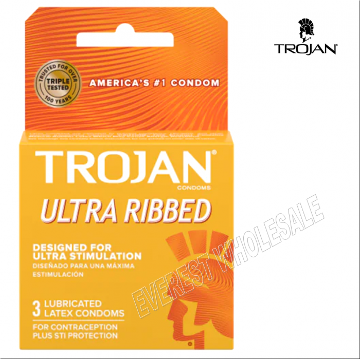 Trojan Condom 3 in Pack * Ultra Ribbed * 6 pks - Image 1