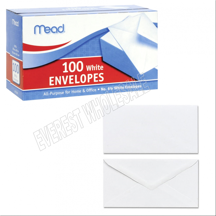 Mead Plain White Envelope 100 ct Pack * Size #10 Small * 6 Packs - Image 1