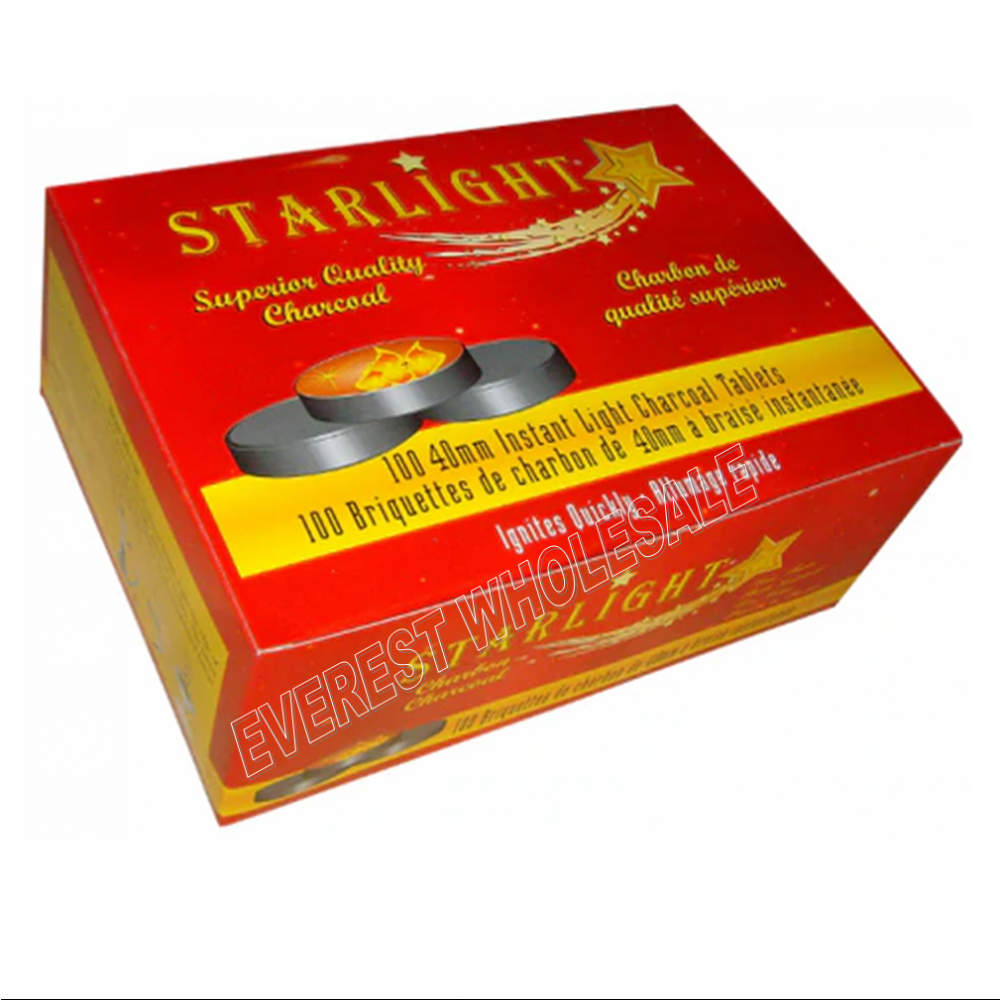 Starlight Hookah Charcoal Tablets 40 mm * 100 ct / Box Everest