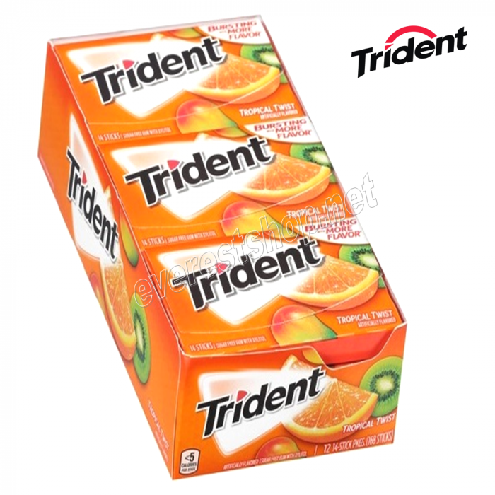 Trident Gum 14 sticks * Tropical Twist * 12 Pcs Pack - Image 1