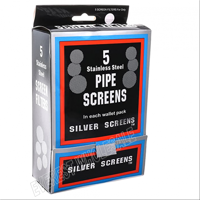 Stainless Pipe Screen 5 ct pack * Silver * 100 Packs - Image 1
