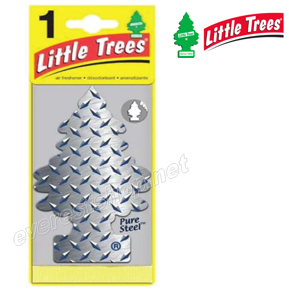 LITTLE TREES CAR FRESHENER PURE STEEL Little Trees Car Freshener * Pure Steel * 1`s x 24 ct - Image 1