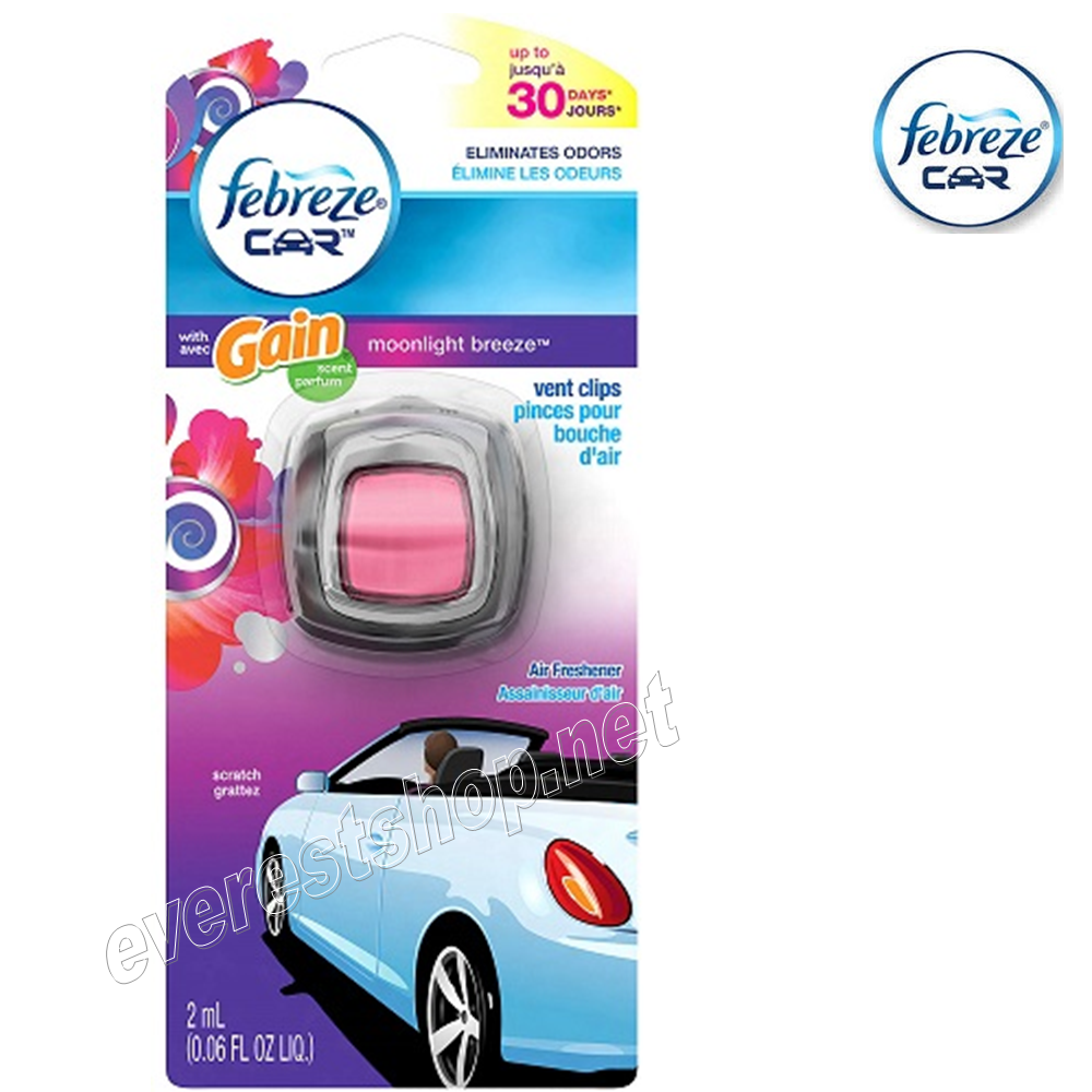 FEBREZE CAR VENT FRESHENER MOONLIGHT BREEZE Febreze Car Vent Clip With Gain * Moonlight Breeze * 2 ml x 2 pcs - Image 1
