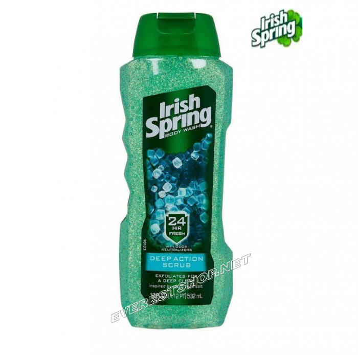 Irish Spring Body Wash 20 fl oz * Deep Action Scrub * 2 pcs - Image 1