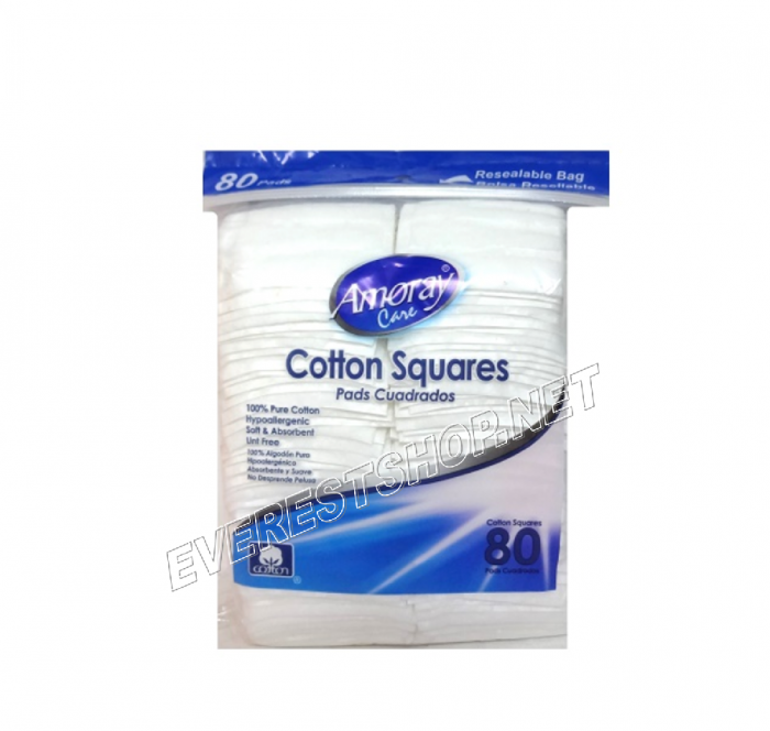 Amoray Cotton Squares * 80 ct Pack * 4 Packs - Image 1