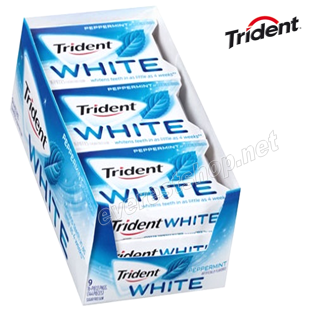 TRIDENT WHITE PEPPERMINT Trident White * Peppermint * 9 Packs * 16 pcs - Image 1