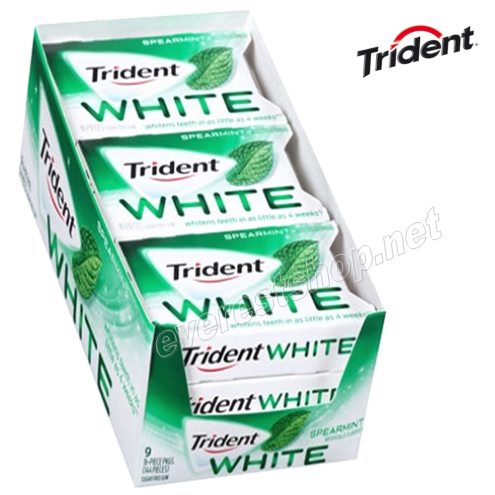 TRIDENT WHITE SPEARMINT Trident White * Spearmint * 9 Packs * 16 pcs - Image 1
