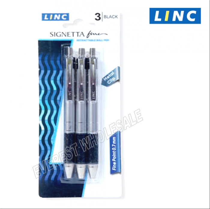 Linc Signetta Recractable Pen Pack of 3 * Black * 3 Packs - Image 1