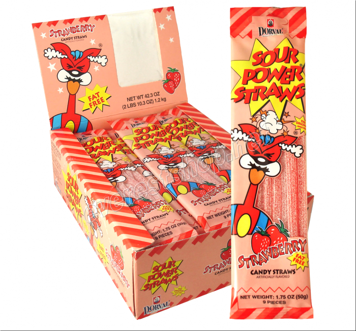 Sour Power Straws * Strawberry * 24 pks - Image 1