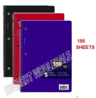5 Subject Notebook 150 Quality Sheets * 12 pcs
