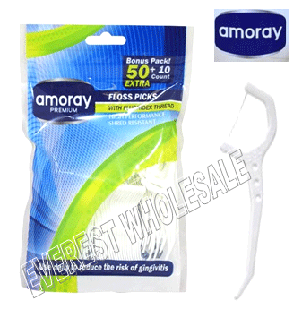 Amoray Dental Floss Pick 60 ct * 12 pcs