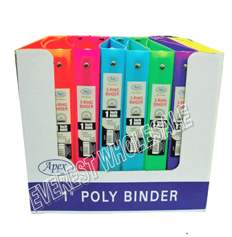 Apex Poly Binder 1 inch * Assorted Colors * 12 pcs