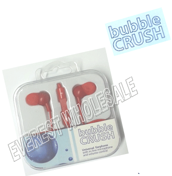 Bubble Crush Earphones - Stereo - Volume Control - Microphone * Red