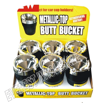 Butt Bucket Metalic Top Ashtray for Car * 6 pcs