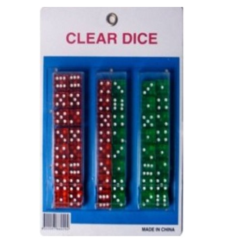 Clear Dices Assorted Colors * 24 pcs