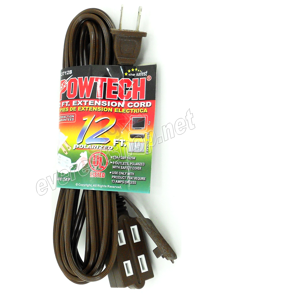CORD 12 FEET Heavy Duty Extension Cord Brown * 12 Feet * 2 pcs - Image 1