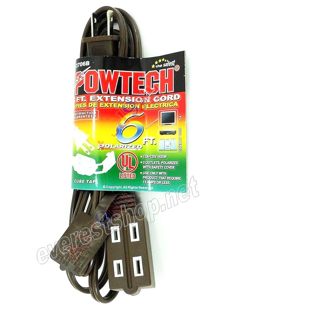 CORD 6 FEET Heavy Duty Extension Cord Brown * 6 Feet * 2 pcs - Image 1