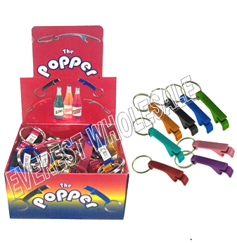 Popper Bottle Opener with Key Chain 48 count * Assorted Colors