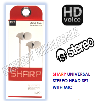 Sharp Universal Earbuds with Microphone * White