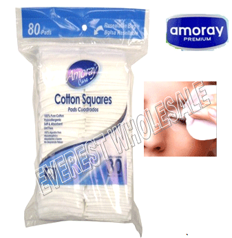 Amoray Cotton Squares * 80 ct Pack * 12 Packs