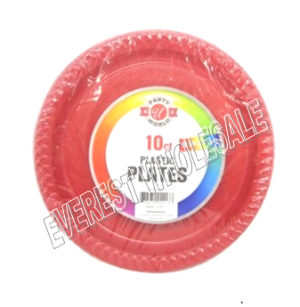 Plastic Plate 9 inch 10 ct * Red Color * 12 pcs