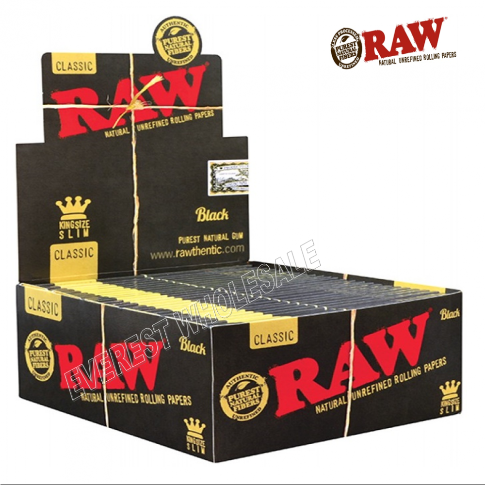 Raw Tobacco Rolling Paper King Size Slim Black * 50 ct Everest