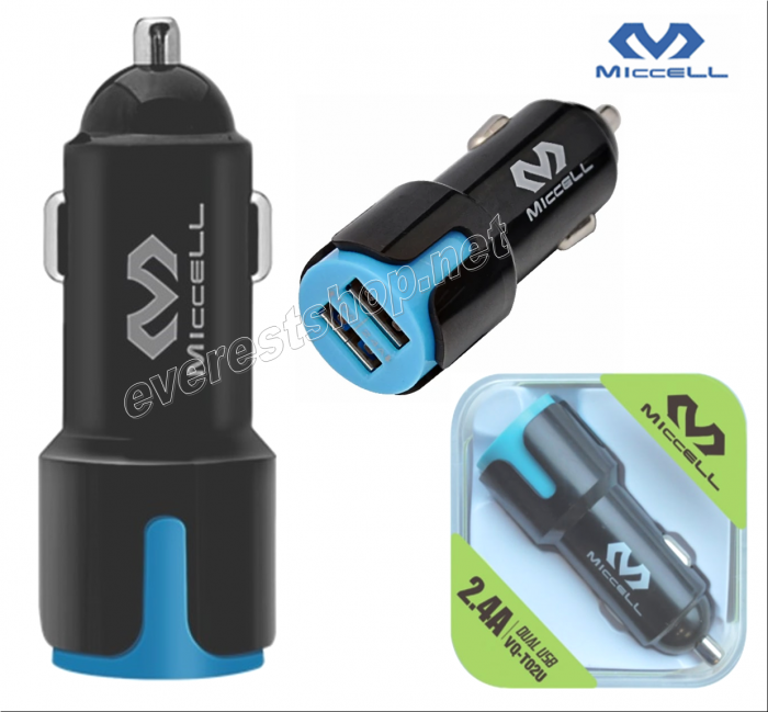 Miccell Dual US Port Car Charger 2.4A * 1 pcs - Image 1