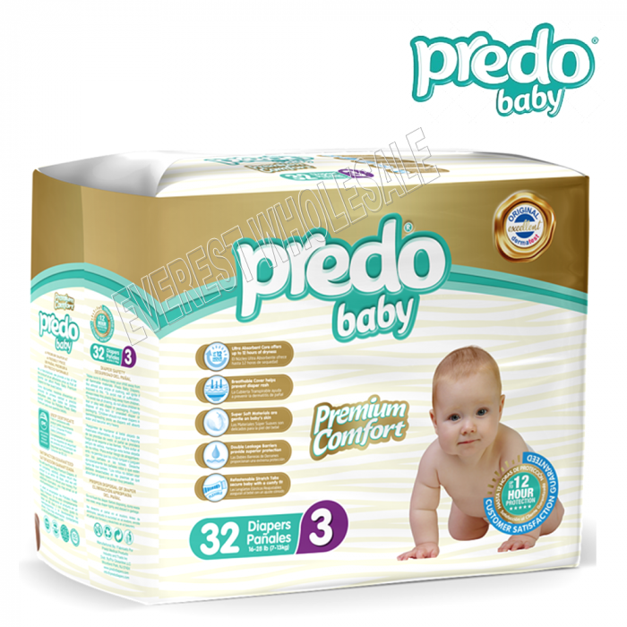 Predo Premium Comfort Baby Diapers 32 Count x 4 Packs * Size. 3 * - Image 1