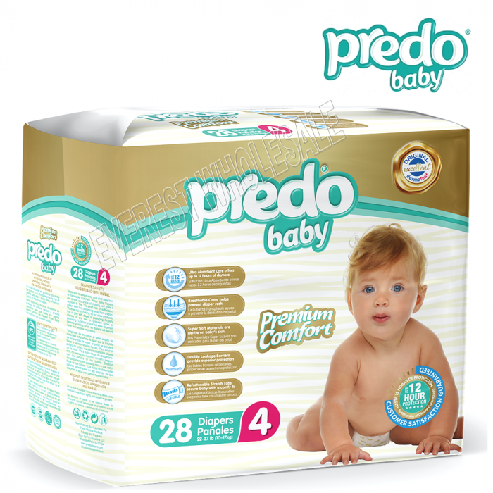 Predo Premium Comfort Baby Diapers 28 Count x 4 Packs * Size. 4 * - Image 1