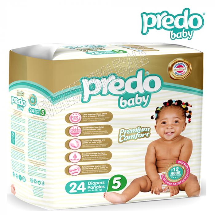 Predo Premium Comfort Baby Diapers 24 Count x 4 Packs * Size. 5 * - Image 1