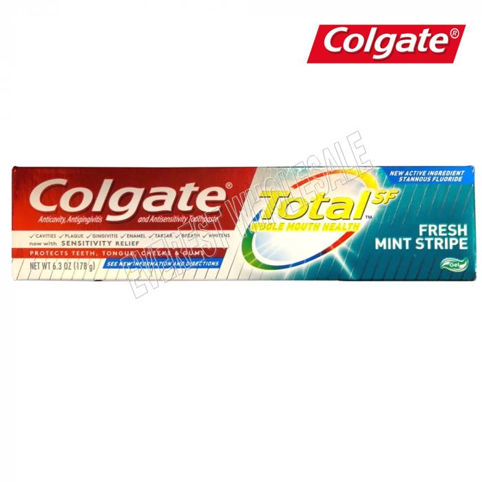 Colgate Total Tooth Paste 6.3 oz * Fresh Mint Stripe * 2 pc - Image 1