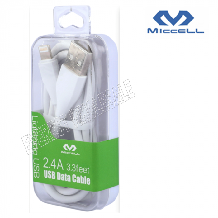 Miccell Lightining USB Data Cable 3.3 Feet Color : White - Image 1