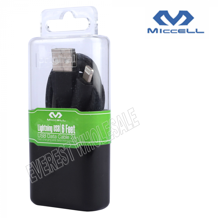 Miccell Lightining USB Data Cable 6 Feet Color : Black - Image 1