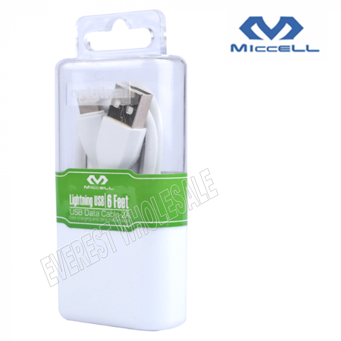 Miccell Lightining USB Data Cable 6 Feet Color : White - Image 1