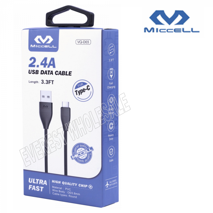 Miccell Type C USB Data Cable 3.3 Feet - Image 1