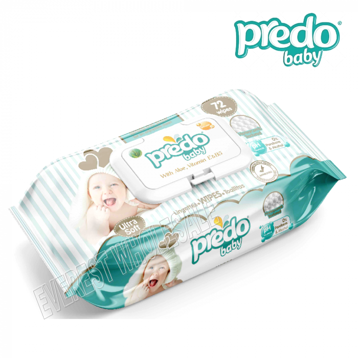 Predo Baby Wipes Fresh Scent * Ultra Soft * 72 Ct Pack * 4 Packs - Image 1
