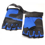 Leather Palm Workout with Weight Lifting Belt Glove * Blue - Black * 1 Pair - Image 2