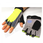 Leather Palm Workout - Weight Lifting - Biking Glove with Belt * Lime Grey * 1 Pair