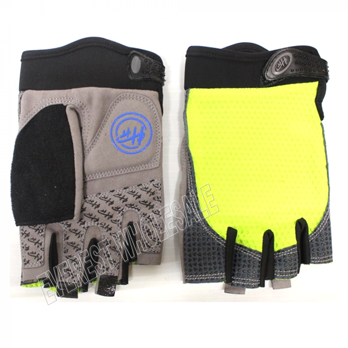 Leather Palm Workout - Weight Lifting - Biking Glove with Belt * Lime Grey * 1 Pair - Image 3