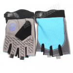 Leather Palm Workout - Weight Lifting - Biking Glove with Belt * Blue Grey * 1 Pair - Image 5