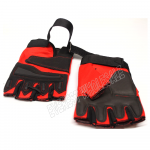 Leather Palm Workout with Weight Lifting Belt Glove * Red - Black * 1 Pair - Image 3