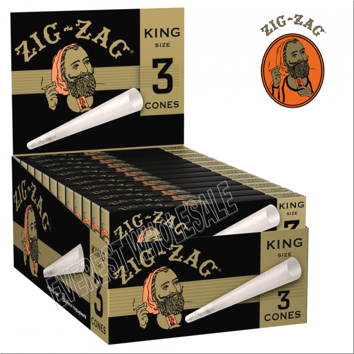 Zig Zag Paper Cone King Size 3 Cones Pack * 24 Packs - Image 1