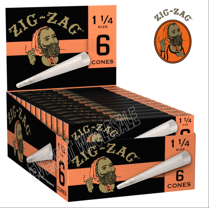 Zig Zag Paper Cone * Size 1 1/4 * 6 Cones Pack * 24 Packs - Image 1