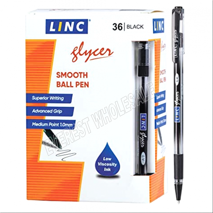 Linc Glycer Smooth Ball Point Pen, Soft Grip, 1.00mm Tip, 36 Count * Black - Image 1